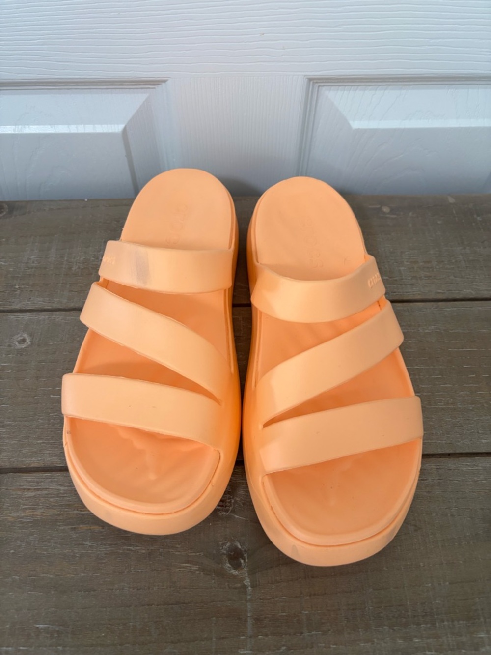 CROCS Women's Orange Strappy Slide Sandals